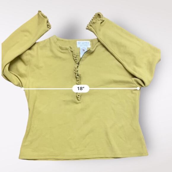 But, Gordon Vintage Ruffle Quarter Zip Sweater Womens Size Small Green - Picture 4 of 6